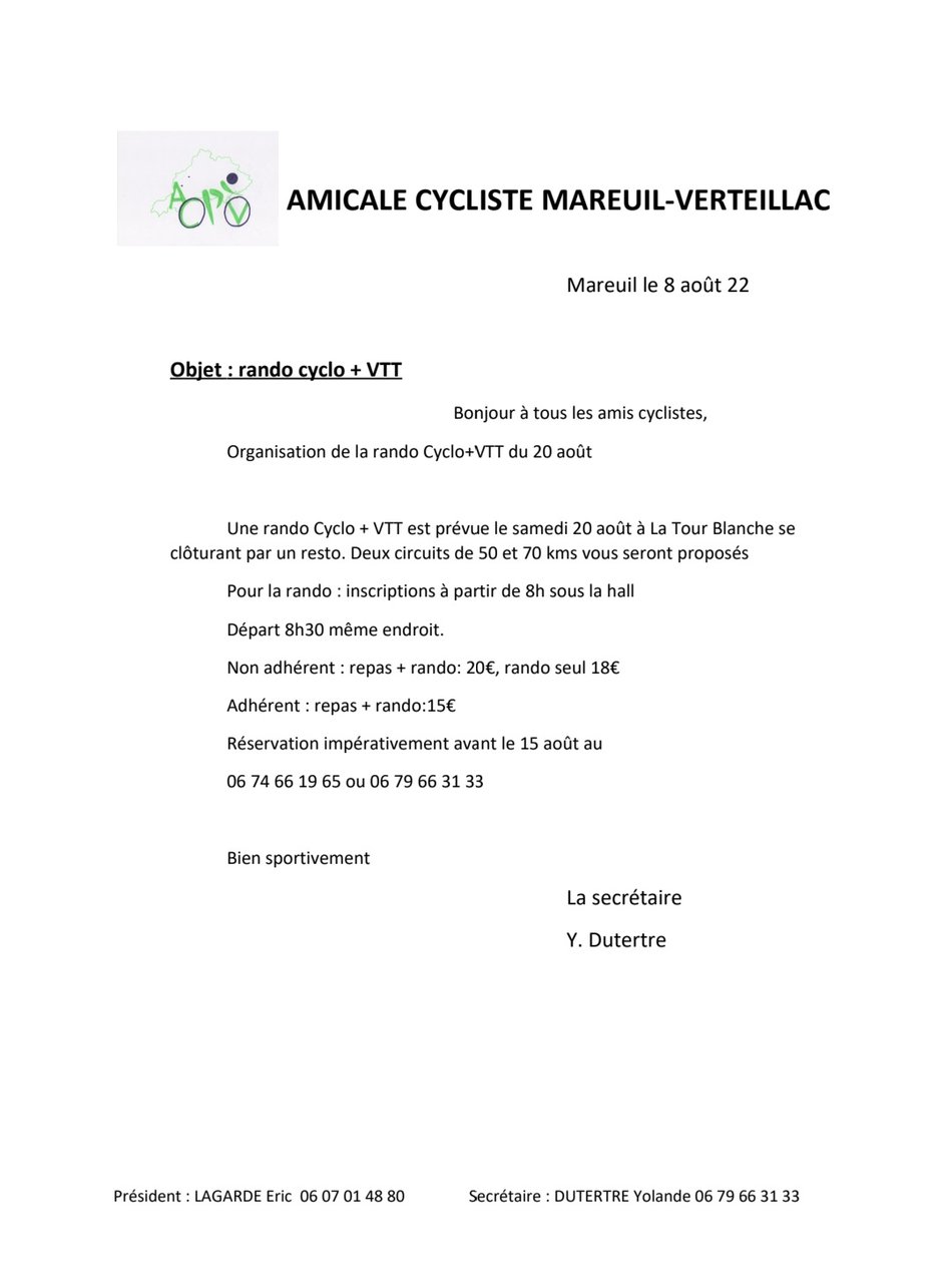 Rando cyclo + VTT 🚴 Rando cyclo + VTT 🚴