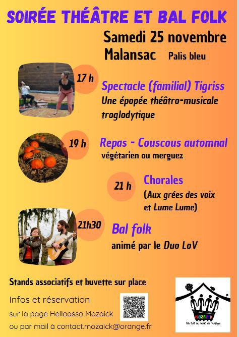 Soirée Théatre et Bal Folk au Palis Bleu à Malansac