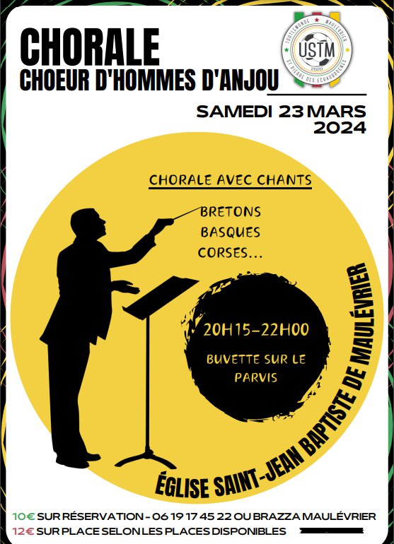 CONCERT CHORALE CHOEUR D'HOMME D'ANJOU SAMEDI 23 MARS 2024 Maulévrier